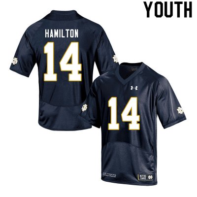 Notre Dame Fighting Irish Youth Kyle Hamilton #14 Navy Under Armour Authentic Stitched College NCAA Football Jersey ADF6499DK